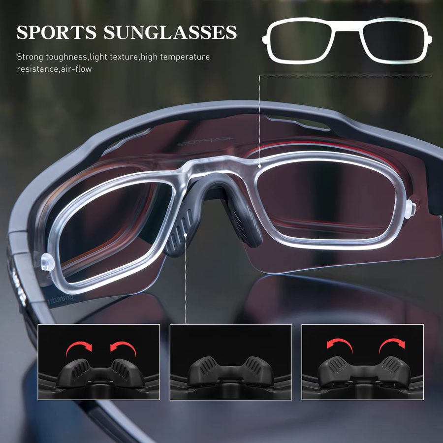 KAPVOE Sportsonnenbrille, Photochrome, Vollrand, Unisex, Kunststoff - Bild 4