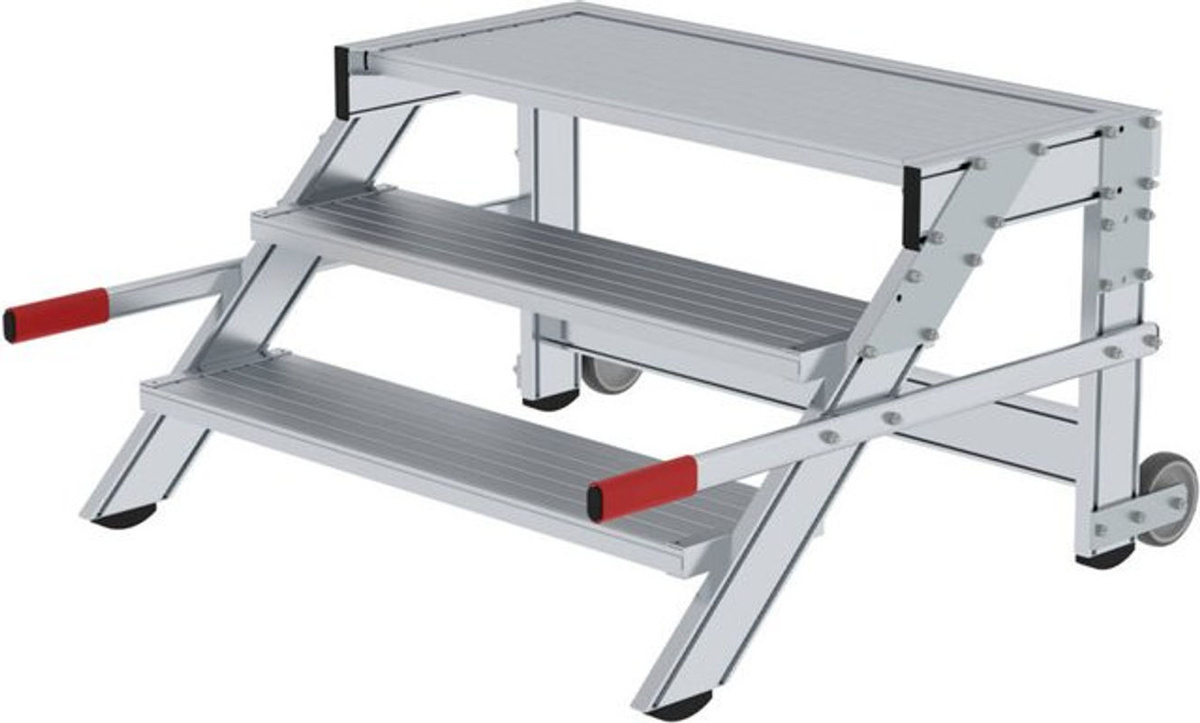 Günzburger Steigtechnik MUNK 50020 Aluminium Plattformleiter fahrbar Silber mit Arbeitshöhe: 2,6 m - Bild 2