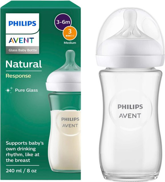 Philips Avent Natural Response Babyflasche aus Glas mit Silikon-Sauger, 240 ml, Transparent/Weiß - Bild 3