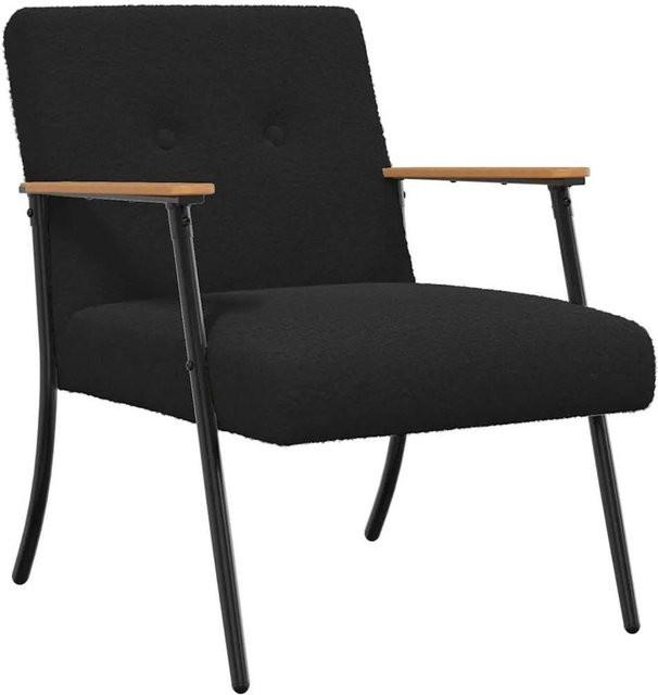 vidaXL Sessel Schwarz in modernem Design mit Bouclé-Stoff und Armlehnen, B/T/H: 59 x 75 x 78 cm - Bild 1
