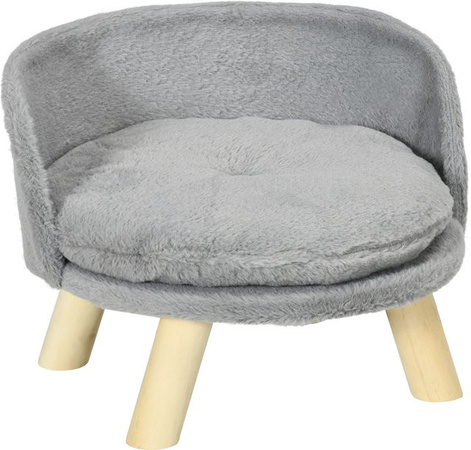 PawHut Hundebett und Katzenbett als Sofa mit Kissen und rutschfesten Holzfüßen, grau, B/T/H: 40,5 x 40,5 x 33 cm