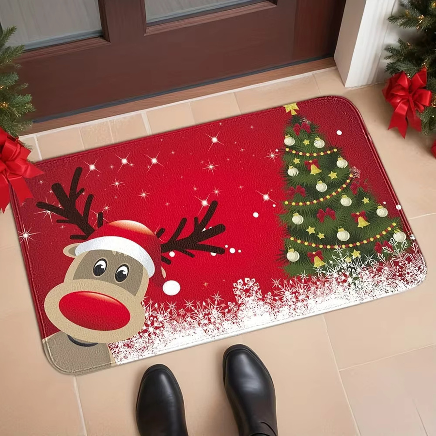 VIKAMA Weihnachts-Rentier Willkommensmatte in Rot für Wohnzimmer und Küche - Bild 3