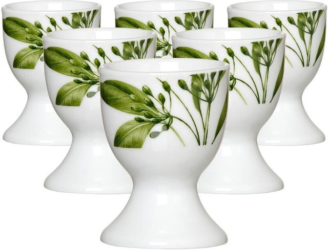 Ritzenhoff & Breker Eierbecher Evora aus Porzellan 6er Set floral in Green und White Durchmesser: 5 cm - Bild 1