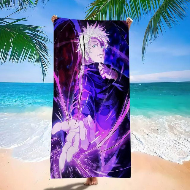 JMG Household Supplies Satoru Gojo Anime Strandtuch aus Mikrofaser und Baumwolle, lila, B/H: 30 x 60 cm - Bild 1
