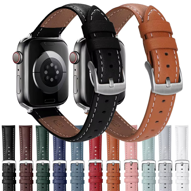 VNWCT Uhrenarmband Leder, Schwarz, Unisex - Bild 2