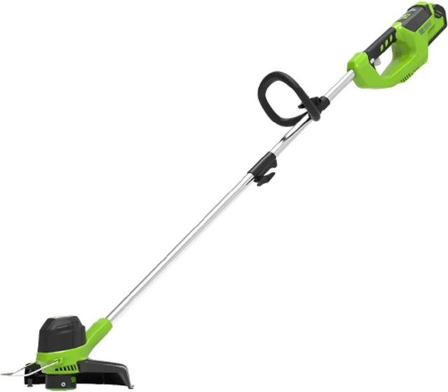 Greenworks Akku-Rasentrimmer G40LTK2 KIT 40V in Grün mit Akku, Ladegerät und Nylon-Faden sowie geteiltem Schaft - Bild 1
