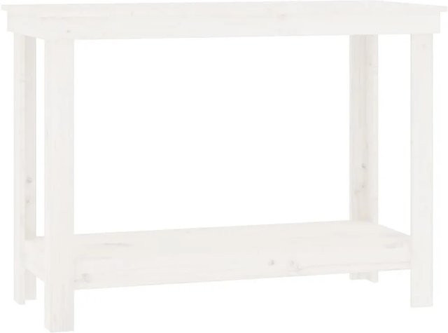 vidaXL Werkbank aus Massivholz Kiefer in Weiß, B/T/H: 110 x 50 x 80 cm - Bild 1