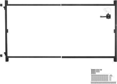 VEVOR Torbau-Set aus Eisen in Schwarz, verstellbares Torrahmen-Kit für Holzzäune mit Riegel und Schrauben, passend für Öffnungen von 152,4 cm bis 243,8 cm Breite und Höhen von 121,9 cm bis 152,4 cm - Bild 1