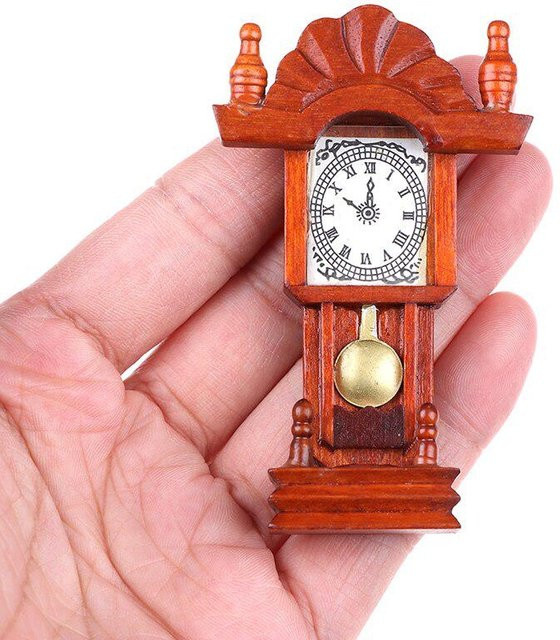 Miniatur-Gartendekorationszubehör, Wohnzimmer-Kollektion, Uhr, Holz, Braun - Bild 1