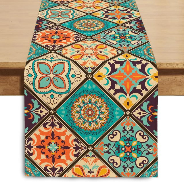 JINGYUE Pet Tischläufer aus Leinen im Vintage-Design, Mehrfarbig, B/H: 150 x 33 cm - Bild 1