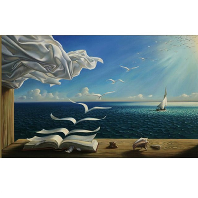 TPFLiving Leinwand Poster Salvador Dali Die Wellen Motiv in Blau B/H: 100 x 140 cm - Bild 1
