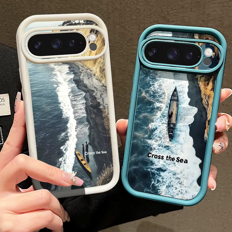 Stoßfeste Handyhülle mit Ozean-Landschaftsmuster aus weichem TPU-Silikon für Google Pixel 8 Pro, 8A, 9 Pro XL und Pixel 9 in Rot/Mehrfarbig - Bild 2