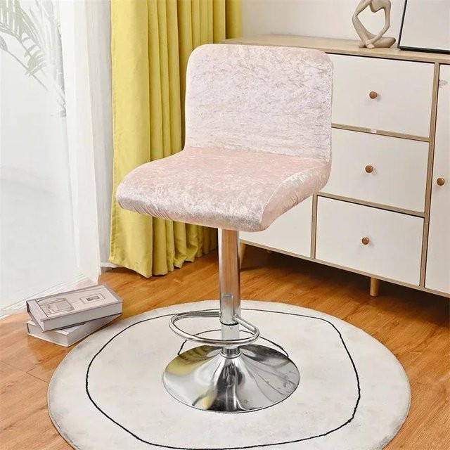 Elastischer Stuhlbezug aus weichem Plüsch für Barhocker mit kurzer Rückenlehne, abnehmbarer Sitzbezug aus 100% Polyester, moderner Stil - Bild 1