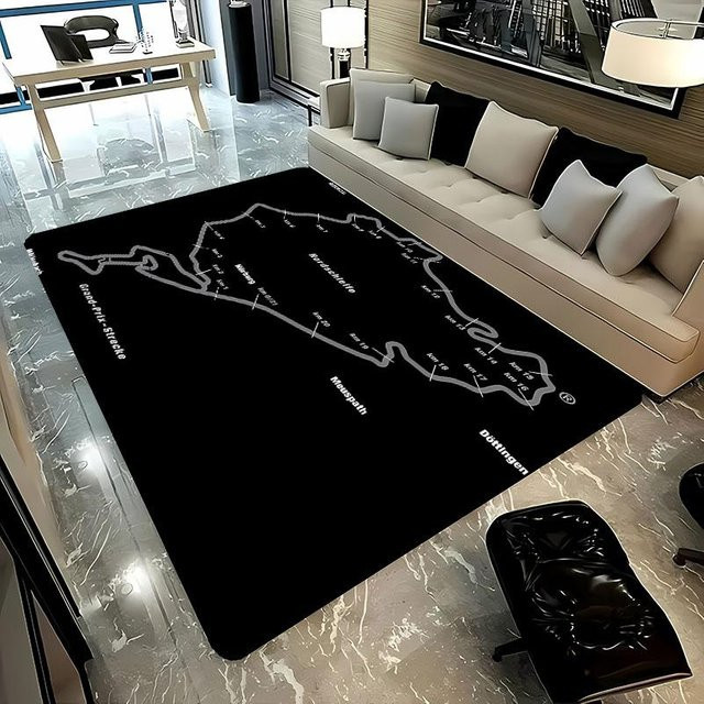 AISILK MOON Nürburgring F1 Rennstrecke Teppich, Schwarz, B/B: 40 x 60 cm - Bild 1
