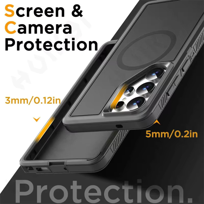 Heavy Duty Rugged Armor Defender OTT Box Handyhülle für Samsung Galaxy S26 Ultra, S25 FE, S24, S23 und S22 Plus in Schwarz - Bild 5