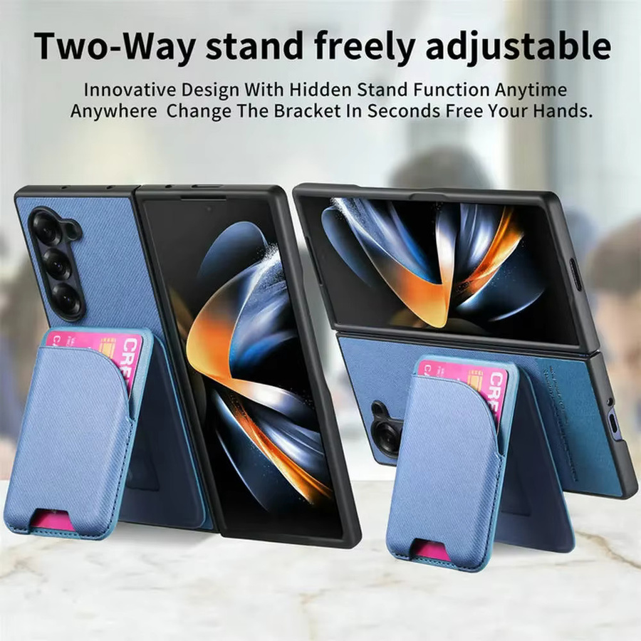 Samsung Galaxy Z Fold 7 6 5 4 3 5G 2in1 Abnehmbare Leder Magnet Schutzhülle mit Kartenfach in Schwarz oder Blau - Bild 3