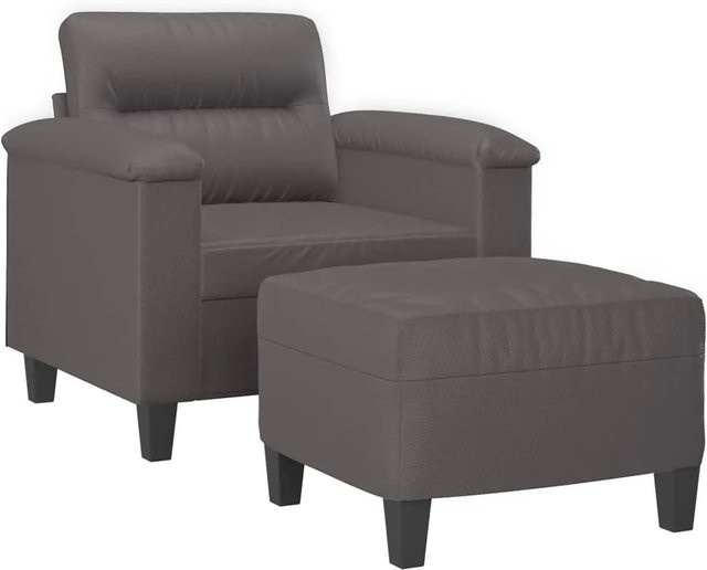 vidaXL Sessel mit Hocker in Grau aus Kunstleder für das Wohnzimmer - Bild 1