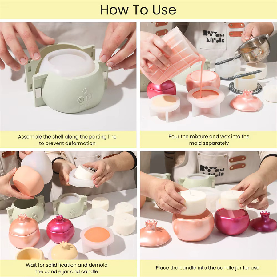 GBhouse Silikonform Granatapfel für DIY Kerzen und Jesmonite Gefäße in Pink - Bild 2