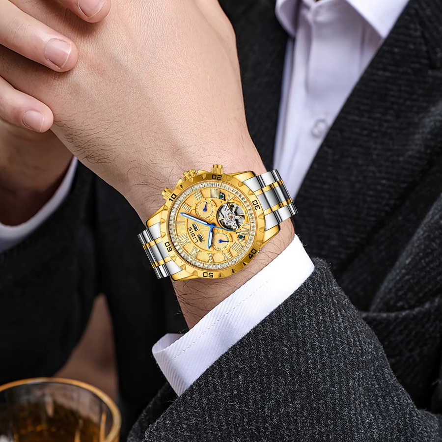 LIBIS Armbanduhr Automatik, Edelstahl, Gold, Herren - Bild 4