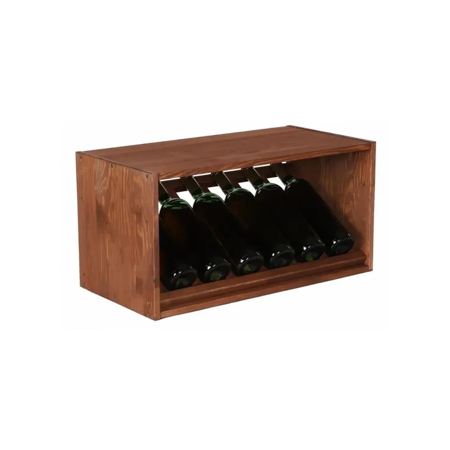 PROREGAL Modulares Weinregal Vincellar aus massivem Kiefernholz, Braun geölt, H x B x T: 30 x 60 x 30 cm, Schrägmodul für 6 Flaschen - Bild 2