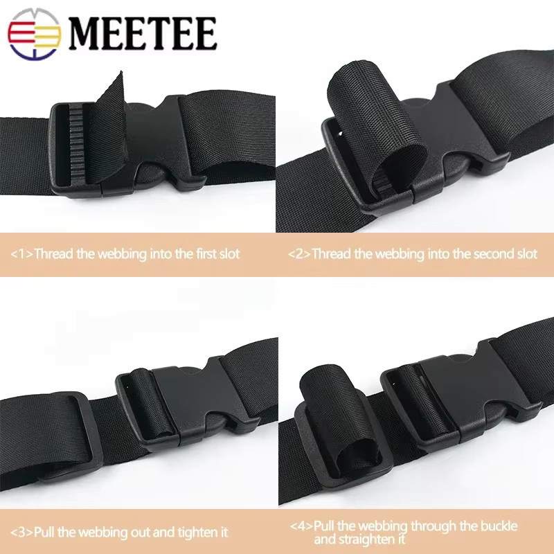 Meetee Gurtband-Kunststoffschnallen und Schnellverschluss-Clips in Schwarz, verstellbare Schiebehaken für Taschen und Hundehalsbänder, 15-50mm - Bild 3