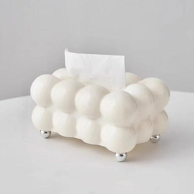 Cloud Design Taschentuchbox Organizer aus Keramik und Kunststoff in Weiß - Bild 1