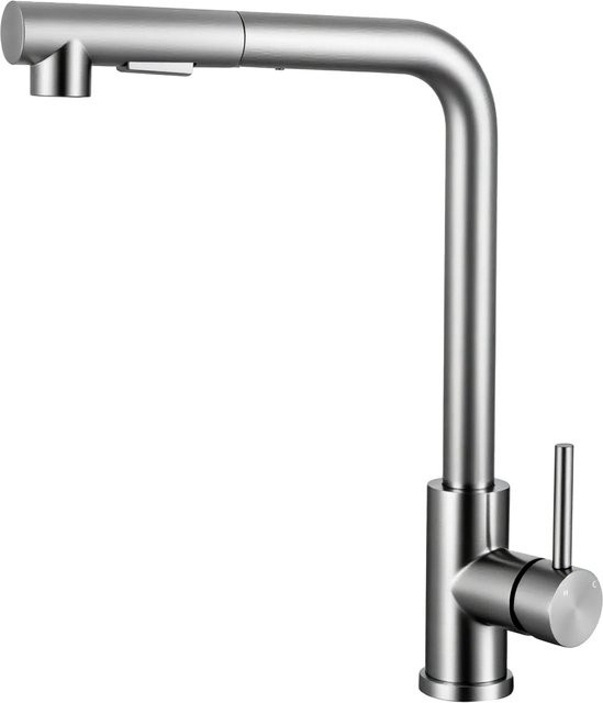 AICA Küchenarmatur aus Edelstahl in Silber mit ausziehbarer Brause und zwei Sprühfunktionen - Bild 1