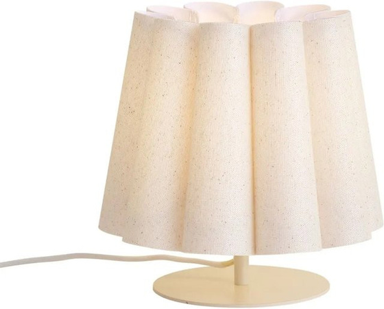 QAZQA Japandi Tischleuchte Jenni in Beige mit Stoffschirm und Metallfuß, dimmbar, E27