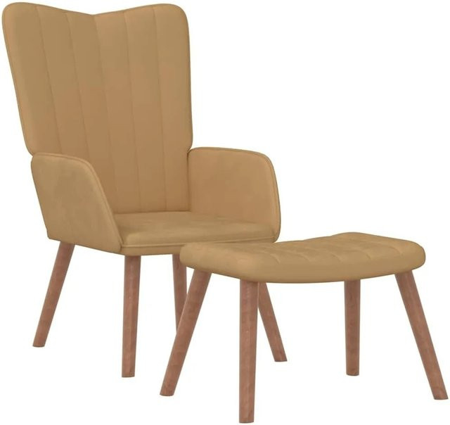 vidaXL Relaxsessel mit Hocker in Braun aus Samt mit Metallgestell - Bild 1