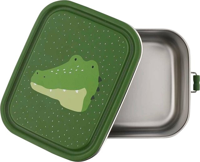 Trixie Brotdose klein aus Edelstahl in Grün mit Clip-Verschluss, B/T/H: 17,0 x 13,0 x 6,0 cm - Bild 1