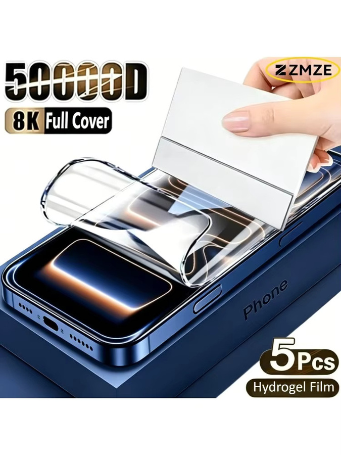 5er-Pack SnakeGlass Hydrogel-Displayschutzfolie für iPhone 17 16 15 13 12 11 Pro Max XS XR transparent und kratzfest - Bild 5