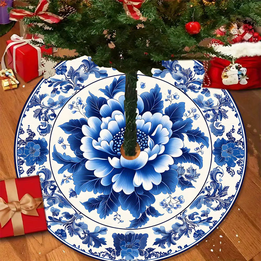VIKAMA Weihnachtsbaumrock mit Porzellanmuster in Blau und Weiß für deine Weihnachtsdekoration - Bild 2