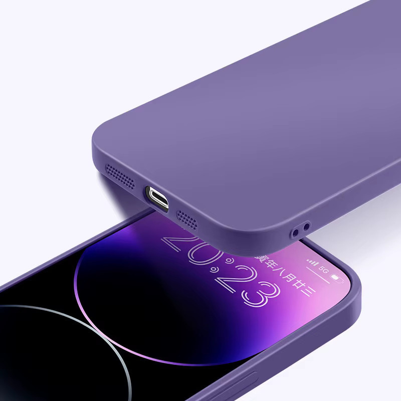Stoßfeste Silikon-Hülle mit gerader Kante für iPhone 11 12 13 14 15 Pro XS Max XR X 8 7 in Blau und Lila - Bild 3