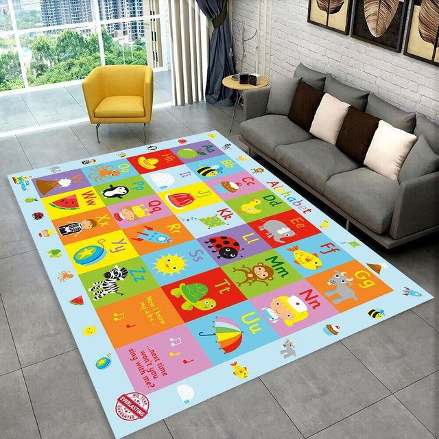 Karpetti ABC-Cartoon-Alphabet Teppich für Kinder, rutschfeste und waschbare Spielmatte aus Polyester, Mehrfarbig, Breite: 60 cm, Länge: 90 cm - Bild 1