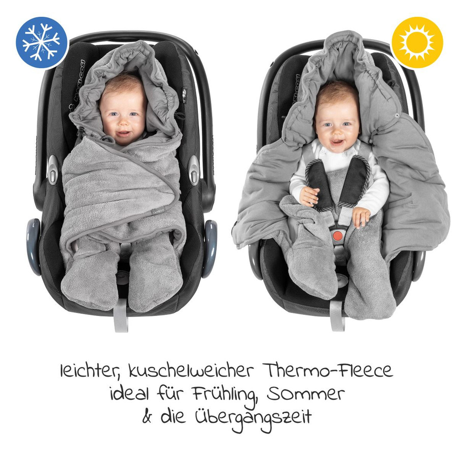 Zamboo Einschlagdecke für Babyschalen, leicht gefüttert für Sommer und Herbst, Grau - Bild 2