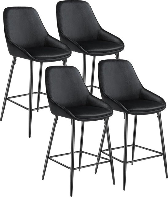 tectake Siera Thekenstuhl 4er Set, gepolstert mit Samtoptik, Schwarz, B/T/H: 49 x 54 x 100 cm - Bild 2