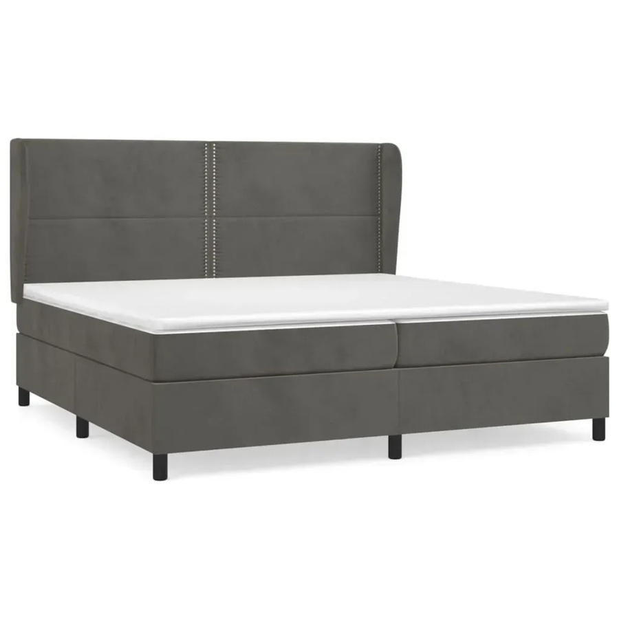 vidaXL Boxspringbett mit Matratze Dunkelgrau aus Samt, Hybrid-Design mit Taschenfederkern, B/T: 200 x 200 cm - Bild 2