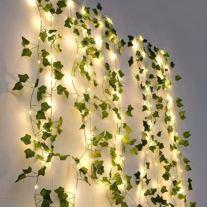 OKAL RED EAST LED-Lichterkette mit grünen Blättern und künstlichen Pflanzen, batteriebetrieben - Bild 2