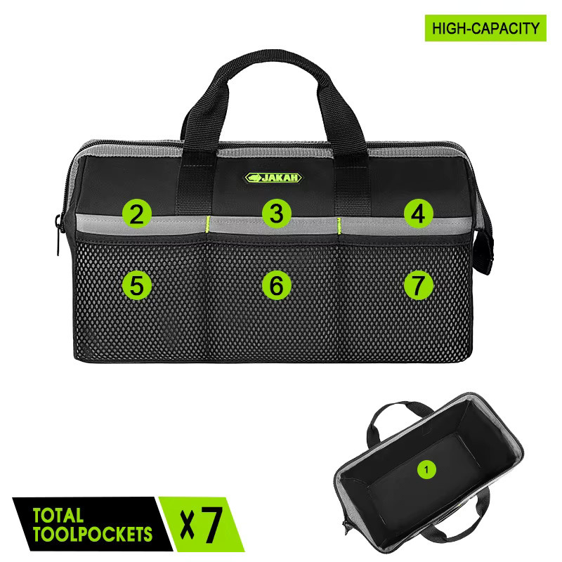 Jakah Werkzeugtasche JK-204 Multifunktionale Elektriker-Gürteltasche zur Werkzeug- und Teileaufbewahrung in Grün und Schwarz - Bild 2