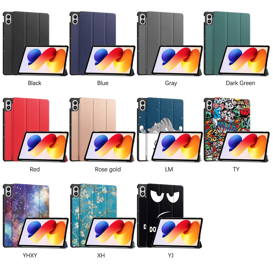 Dreifach faltbare Tablet-Hülle für Xiaomi Redmi Pad SE und Pad 7S Pro Ultra mit Klappständer und Auto-Schlafmodus in Rot - Bild 3