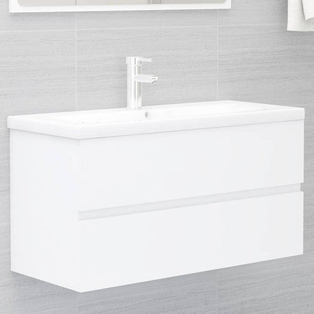 VIDAXL Waschbeckenunterschrank in Weiß, modernes Design aus MDF, Wandmontage, B/T/H: 90 x 38,5 x 45 cm - Bild 1