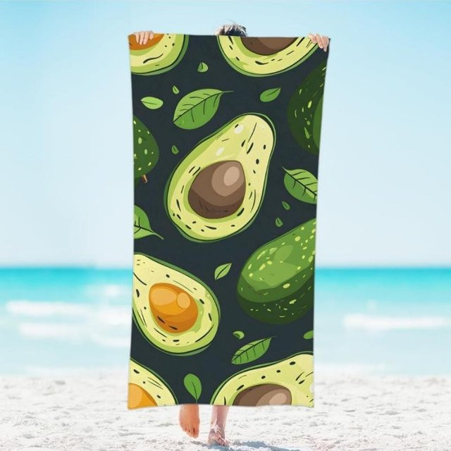 Schnelltrocknendes Mikrofaser-Strandtuch mit Avocado-Motiv, Breite: 40 cm, Höhe: 60 cm - Bild 1