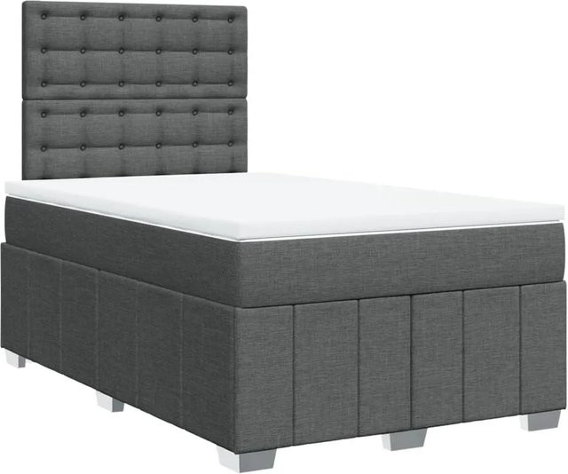 vidaXL Boxspringbett Hybrid mit Matratze und USB-Ladeport in Dunkelgrau, B/T: 120 x 200 cm - Bild 1