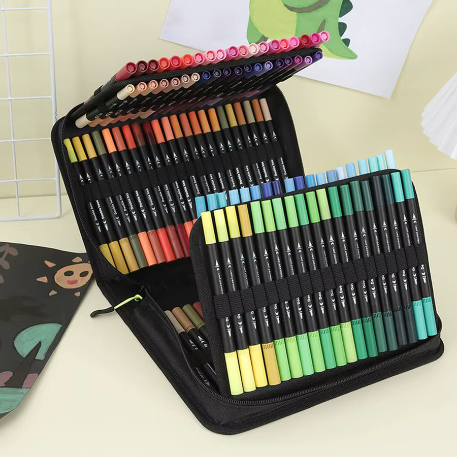 120 Farben Doppelspitzen-Marker-Set mit Pinsel- und Feinspitze, wasserbasierte Stifte in Multicolour für Malbücher, Zeichnen und Lettering - Bild 3