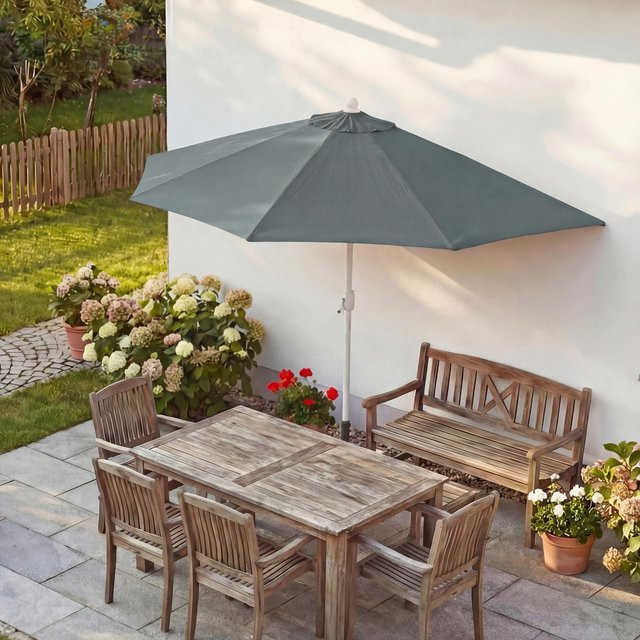 MCW Sonnenschirm Lorca Halbrund aus Aluminium und Polyester in Anthrazit mit UV 50+ Schutz, Durchmesser: 270 cm - Bild 2