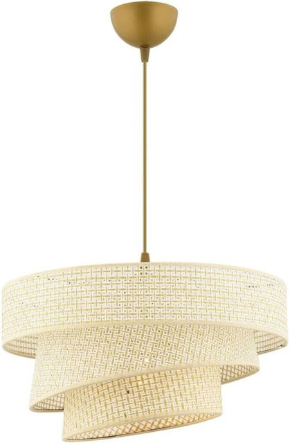 Opviq Pendelleuchte Couper in Creme und Beige aus Baumwolle und Metall, E27, B/T/H: 40 x 40 x 72 cm - Bild 1