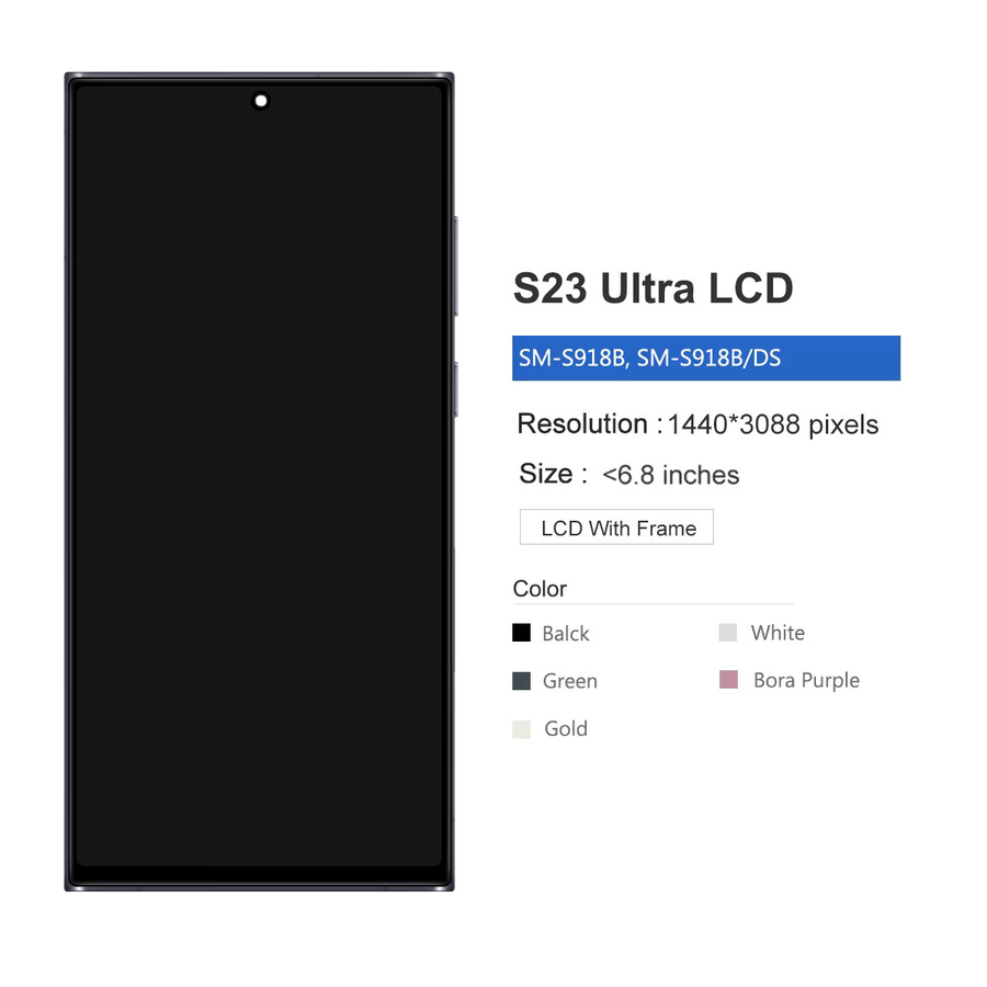 Samsung S23 Ultra 5G Ersatzdisplay mit Rahmen als TFT LCD Bildschirm und Digitizer in Schwarz - Bild 2