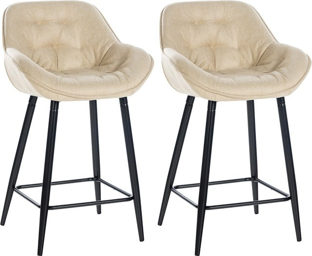 CLP 2er Set Barhocker Gibson gepolsterte Tresenstühle mit Fußstütze in modernem Design aus Stoff - Bild 1