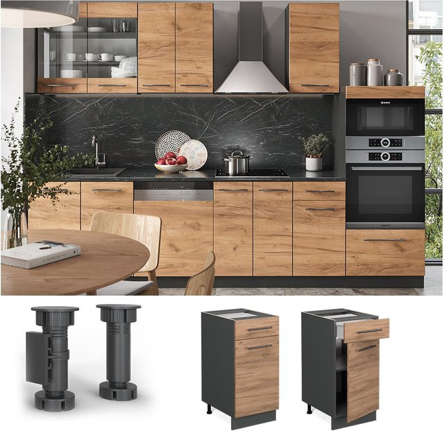 Vicco Küchenunterschrank Fame-Line Anthrazit Eiche mit Schublade und Drehtür Breite: 40 cm - Bild 3