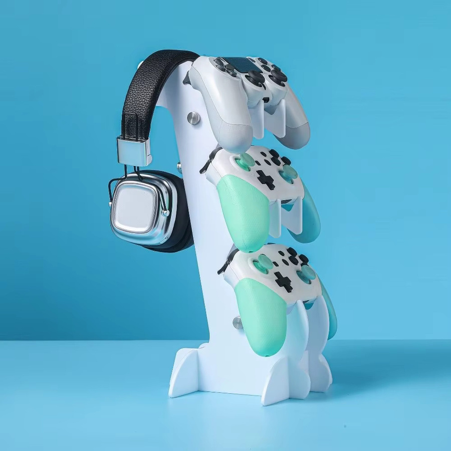 DITIPOO Gaming-Controller-Ständer aus Acryl, dreischichtiger Desktop-Organizer und Kopfhörerständer für PS5, PS4, Xbox und Nintendo Switch, Schwarz oder Weiß - Bild 1